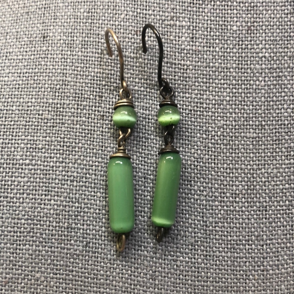 Green Drop Earrings Handmade from Ecuador